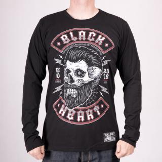 Pánské Triko BLACK HEART BEARD SKULL LS Barva: Černá, Velikost: 3Xl