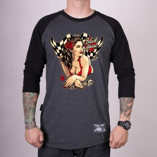 Pánské Triko BLACK HEART HOT ROD ANGEL LS Barva: Černá, Velikost: XL