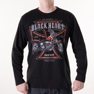 Pánské Triko BLACK HEART MOTORCYCLE CROSS LS Barva: Černá, Velikost: 3Xl