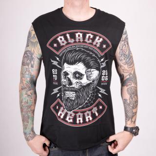 Triko bez Rukávu BLACK HEART BEARD SKULL Barva: Černá, Velikost: M