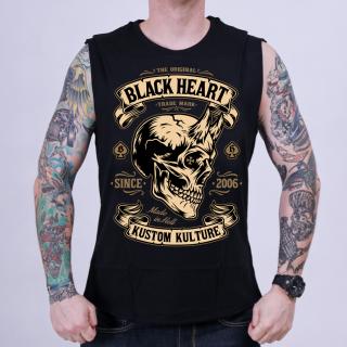 Triko bez Rukávu BLACK HEART DEVIL SKULL Barva: Černá, Velikost: XL