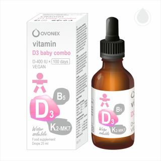 Vitamín D3+K2 pro děti, baby combo, vegan kapky (25ml)