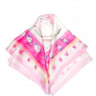 Dámský hedvábný šátek Valentina s motivem růžový