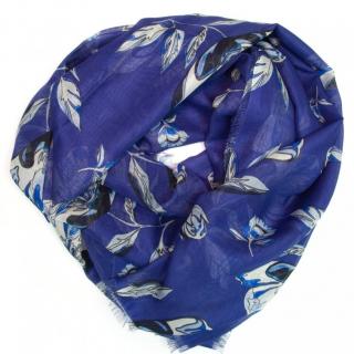 Dámský šátek Bettina s motivem květů modrý