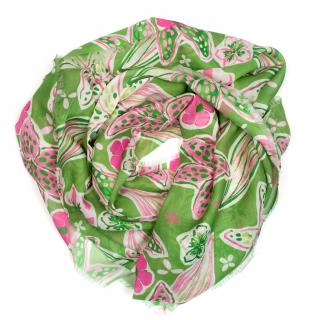 Dámský šátek Lissa s motivem květů zelený