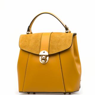 Kožená kabelka - batůžek Agnese hořčicově žlutá