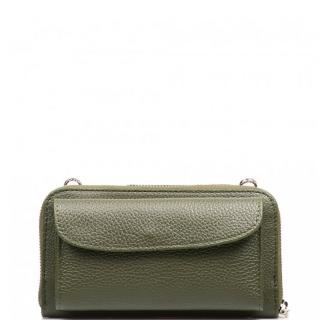 Kožená mini kabelka a peněženka Annie olivově zelená