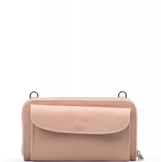 Kožená mini kabelka a peněženka Annie pudrově růžová