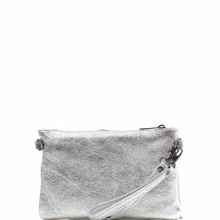 Kožená mini kabelka Bonita stříbrná