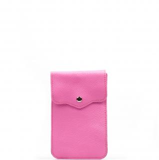 Kožená mini kabelka Jessi na telefon zářivě růžová