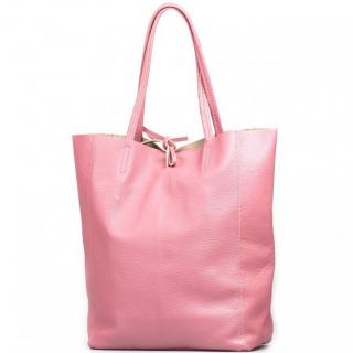 Kožená shopper kabelka Solange růžová