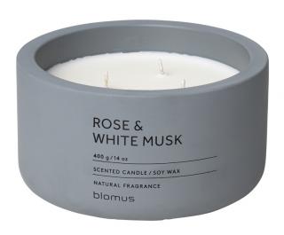 FRAGA Vonná svíčka Růže a Bílé pižmo průměr 13 cm minerální šedá