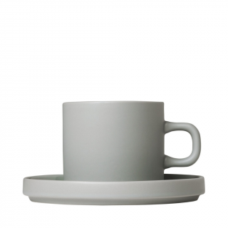PILAR sada 2 kávových šálků s podšálky mirage gray/šedá