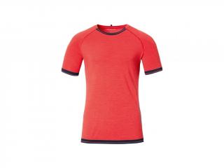 Pánské merino triko s krátkým rukávem červené Velikost: XL