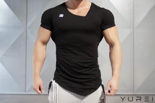 Pánské tričko YUREI asymmetric V neck - black out Velikost: L