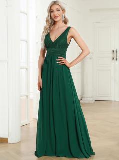 Dlouhé společenské šaty zelené EE0163ADG Velikost: EU 36 / US 04 / Skladem, Barva: Zelená