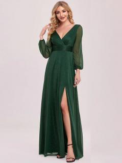 Elegantní společenské šaty dlouhé EP00739DG Velikost: EU 38 / US 06, Barva: Zelená
