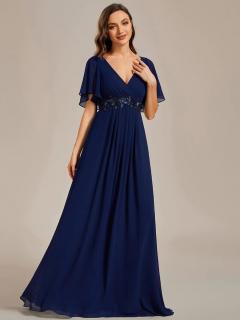 Elegantní společenské šaty, tmavě modré EE01960NB Velikost: EU 56 / US 24, Barva: Modrá