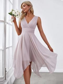 Fialové lila asymetrické šaty na svatbu ES03143LL Velikost: EU 36 / US 04, Barva: Fialová