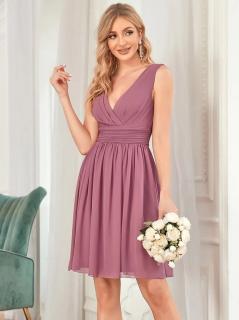 Krátké šaty na svatbu fialové-růžové EP03989OD Velikost: EU 36 / US 04, Barva: Fialová
