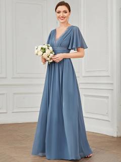 Modré šaty na svatbu pro maminku nebo hosta ES01511DN Velikost: EU 36 / US 04, Barva: Modrá