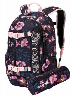 Meatfly Batoh Basejumper - Hibiscus Black - 22 L + PENÁL ZDARMA