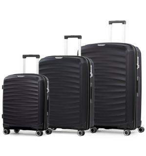Sada cestovních kufrů ROCK TR-0212/3 PP - černá 120 l / 74 l / 35 l + 15% expander