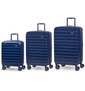 Sada cestovních kufrů ROCK TR-0214/3 ABS - tmavě modrá 93 l / 60 l + 10% expander / 42 l + 13% expander