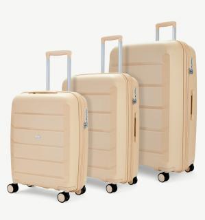 Sada cestovních kufrů ROCK TR-0239/3 PP - béžová 92 l / 58 l / 36 l + 15% expander
