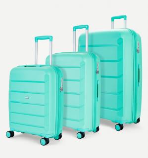 Sada cestovních kufrů ROCK TR-0239/3 PP - tyrkysová 92 l / 58 l / 36 l + 15% expander
