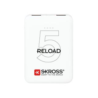 SKROSS powerbank Reload 5, 5000mAh, 2x 2A výstup, microUSB kabel, bílý