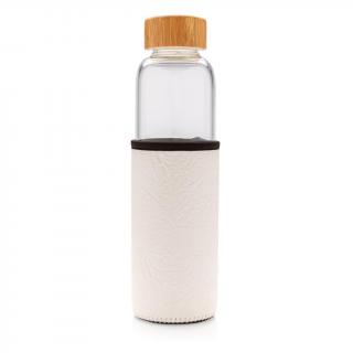 XD Design Skleněná láhev na vodu s ochranným rukávcem, 550 ml bílá