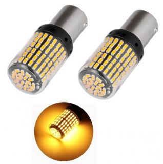 Autožárovky P21W 144 SMD LED, BA15S, canbus, oranžové 2ks