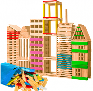Dřevěné stavební bloky City 150 bloků