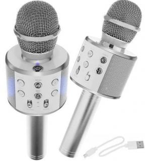 Karaoke Bluetooth mikrofon - stříbrný