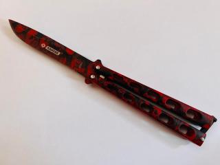 Nůž motýlek Kandar Red Skull 24cm