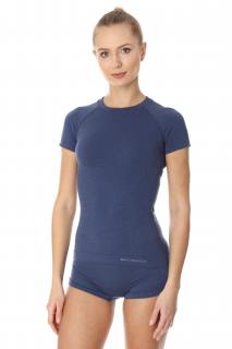 Brubeck dámské tričko s krátkým rukávem Active wool Barva: jeans, Velikost: L