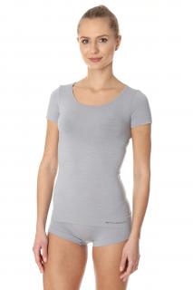 Brubeck dámské tričko s krátkým rukávem Comfort wool Barva: Popelová, Velikost: L