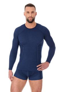 Brubeck pánské tričko s dlouhým rukávem Active wool Barva: Tmavě modrá, Velikost: XL