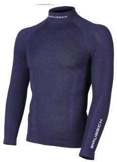 Brubeck pánské tričko s dlouhým rukávem MERINO WOOL Barva: Tmavě modrá, Velikost: XL