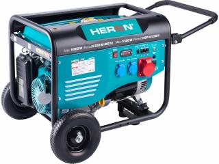 HERON 8896418 (elektrocentrála benzínová 15HP/6,8kW/8,5kVA (400V), 5,5kW (230V), podvozek)