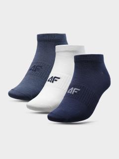 Pánské kotníkové ponožky 4F SOM301 Modré_Bílé (3 páry) Barva: Modrá, Velikost: 39_42