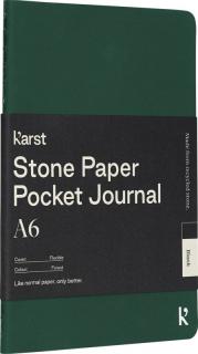 Poznámkový zápisník Karst A6 s měkkou vazbou a kapsou, bez linek - zelený