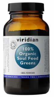 100% Organic Soul Food Greens 100g | Viridian (Mladý Ječmen, Mladá Pšenice, Spirulina, Chlorela, Alfalfa, mořská řasa)