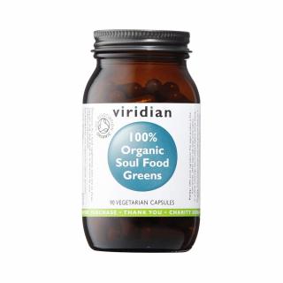 100% Organic Soul Food Greens 90 Veg Kaps | Viridian (Mladý Ječmen, Mladá Pšenice, Spirulina, Chlorela, Alfalfa, mořská řasa)