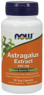 Astragalus extrakt 500mg, 90 kapslí, Now foods (standardizovaný extrakt na 70% polysacharidů)