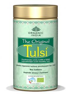 Tulsi Original Tea, sypaný čaj BIO 100g v dóze | Organic India (Bazalka posvátná - Ocimum sanctum, Ocimum basilicum)