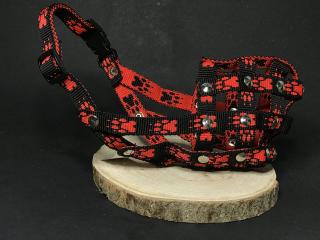 Palkar nylonový náhubek pro psy vel. 3 26 cm x 9,5 cm černo-červená (Palkar nylonový náhubek pro psy vel. 3 26 cm x 9,5 cm černo-červená)