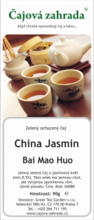 China Jasmín Bai Mao Huo - jasmínový čaj zelený čaj 90g