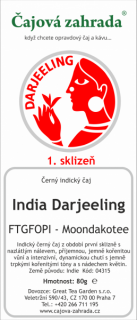India Darjeeling FTGFOPI Moondakotee - černý čaj černý čaj 1000g